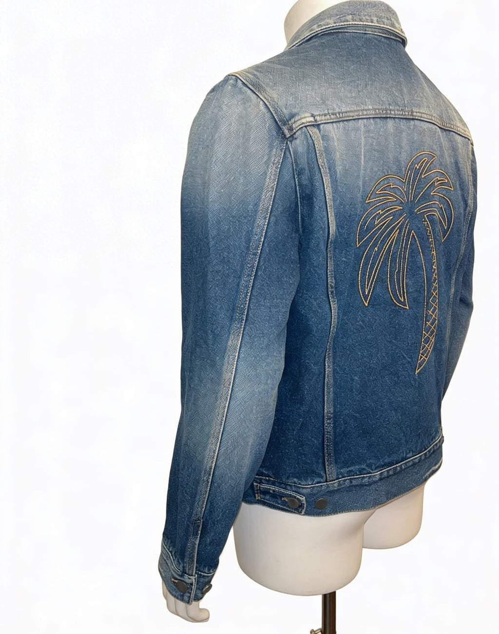 Palm Angels Palm Tree Embroidered Denim Jacket 'Blue'
