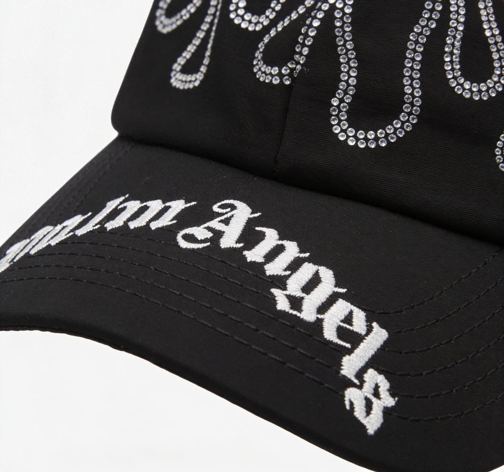 Palm Angels Rhinestone Flames Baseball Cap ‘Black/White’