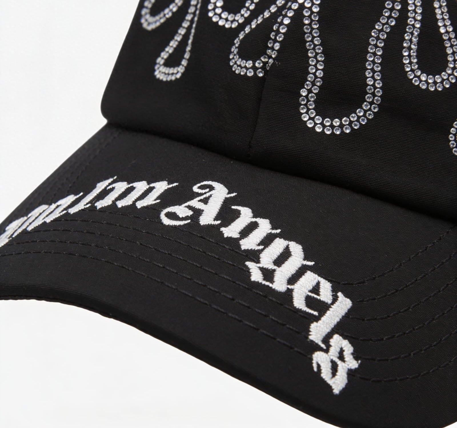 Palm Angels Rhinestone Flames Baseball Cap ‘Black/White’