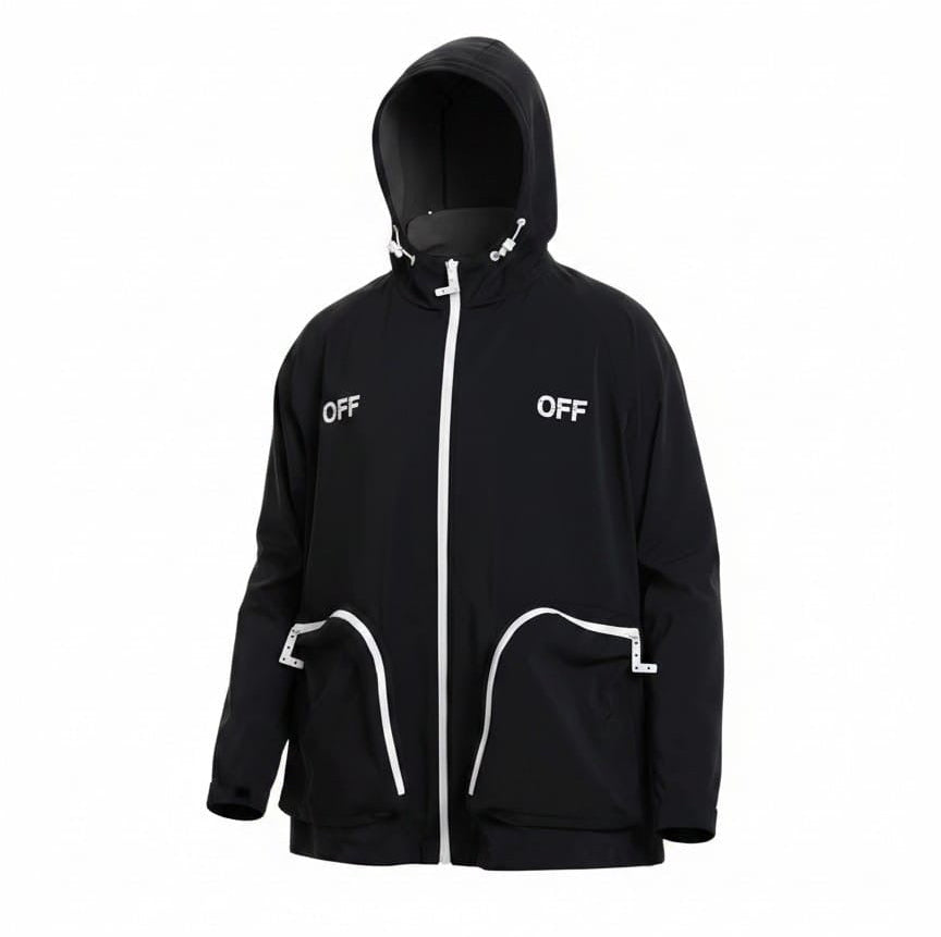 Off-White River Technical Zip Pocket Windbreaker - ‘Matte Black/White’