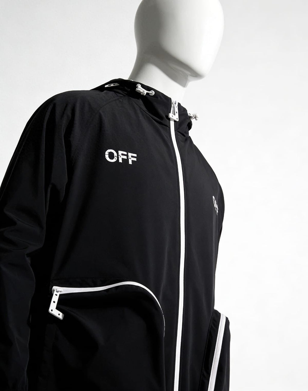 Off-White River Technical Zip Pocket Windbreaker - ‘Matte Black/White’