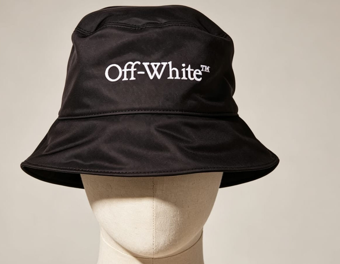 Off-White™️ 'OFF' Helvetica Logo Bucket Hat - 'Black/White'