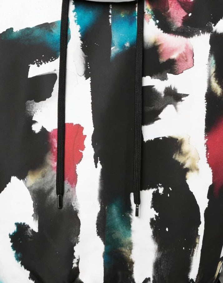 Alexander McQueen Watercolour Graffiti Hooded Windbreaker - ‘Multicolour/Black’ (SS22 Archive)