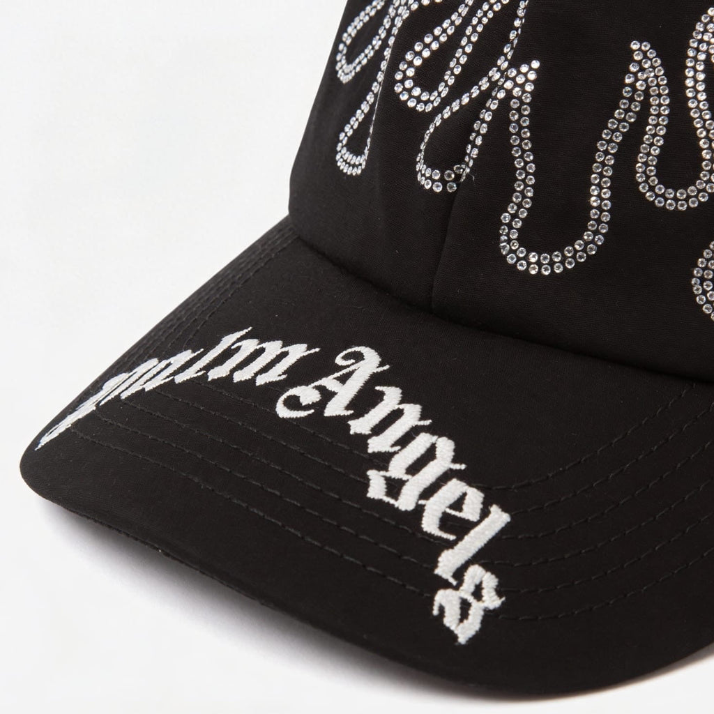 Palm Angels Rhinestone Flames Baseball Cap ‘Black/White’