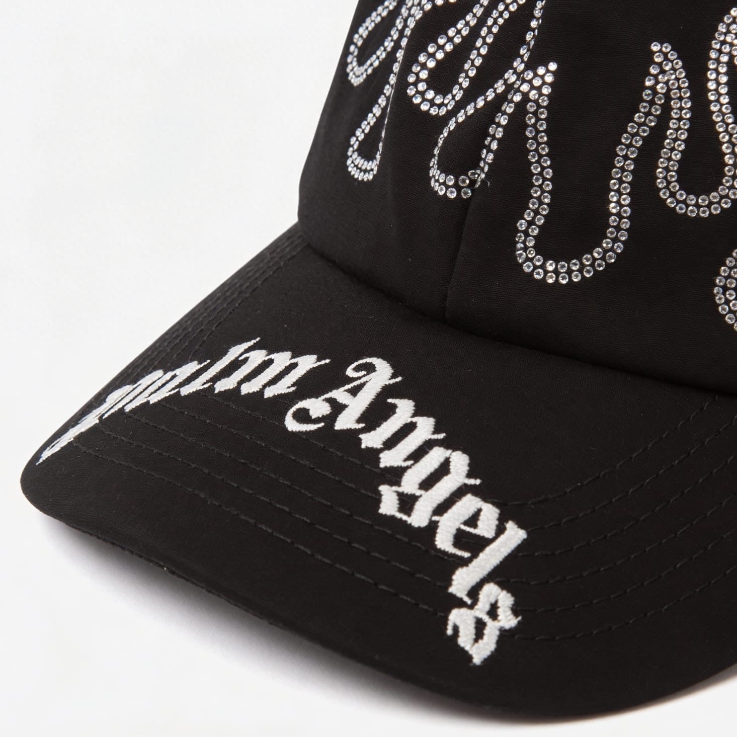 Palm Angels Rhinestone Flames Baseball Cap ‘Black/White’