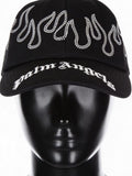 Palm Angels Rhinestone Flames Baseball Cap Black/White