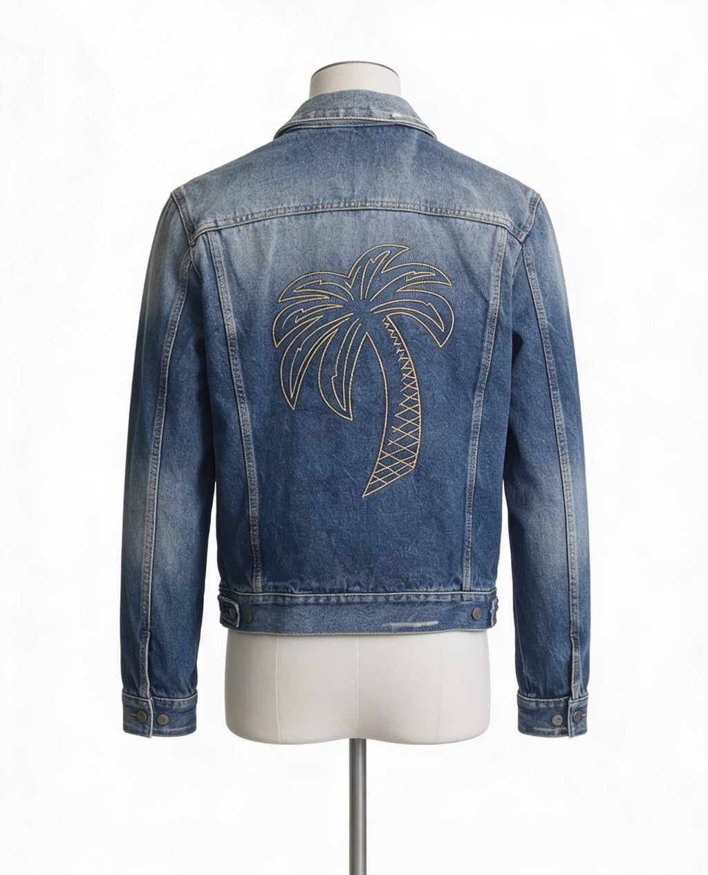 Palm Angels Palm Tree Embroidered Denim Jacket 'Blue'