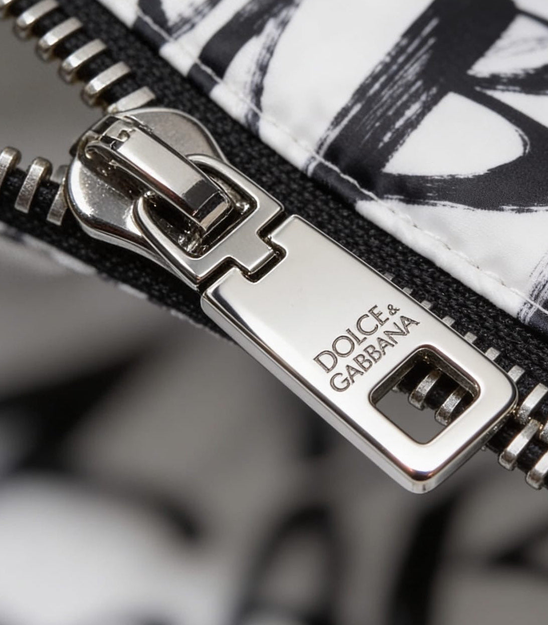 Dolce & Gabbana Allover Graffiti Logo Puffer Bomber Jacket - ‘White/Black’