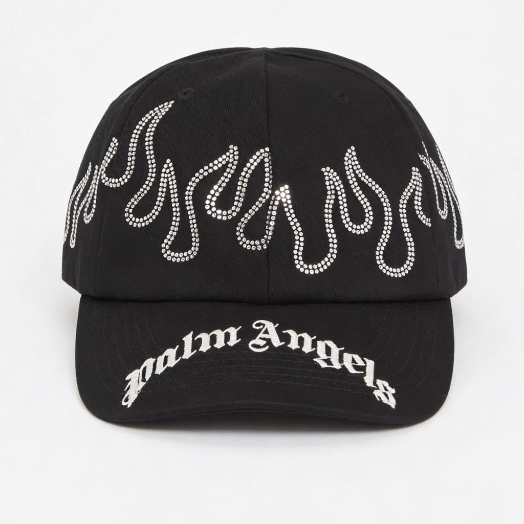 Palm Angels Rhinestone Flames Baseball Cap ‘Black/White’