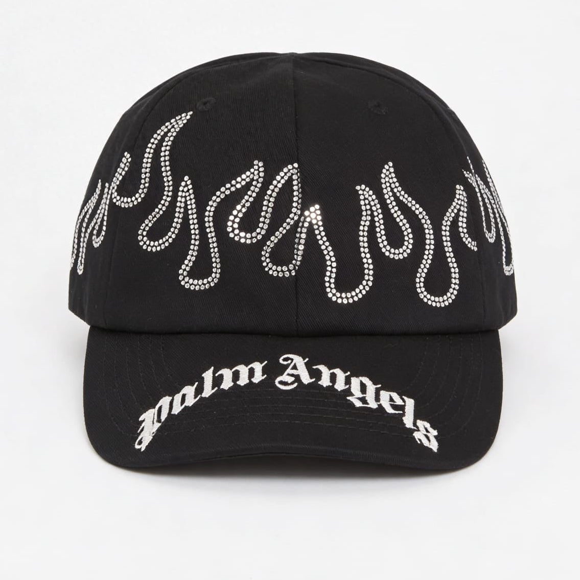 Palm Angels Rhinestone Flames Baseball Cap ‘Black/White’