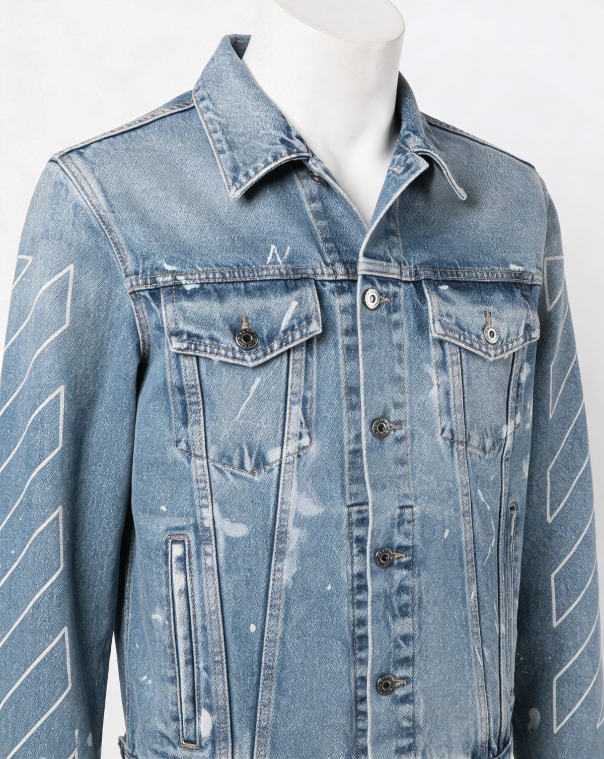 Off-White 'Diag Outline' Embroidered Denim Jacket - 'Vintage Blue' (SS22 Archive)