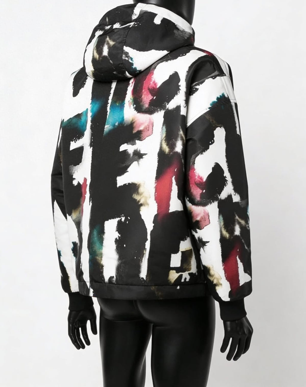 Alexander McQueen Watercolour Graffiti Hooded Windbreaker - ‘Multicolour/Black’ (SS22 Archive)