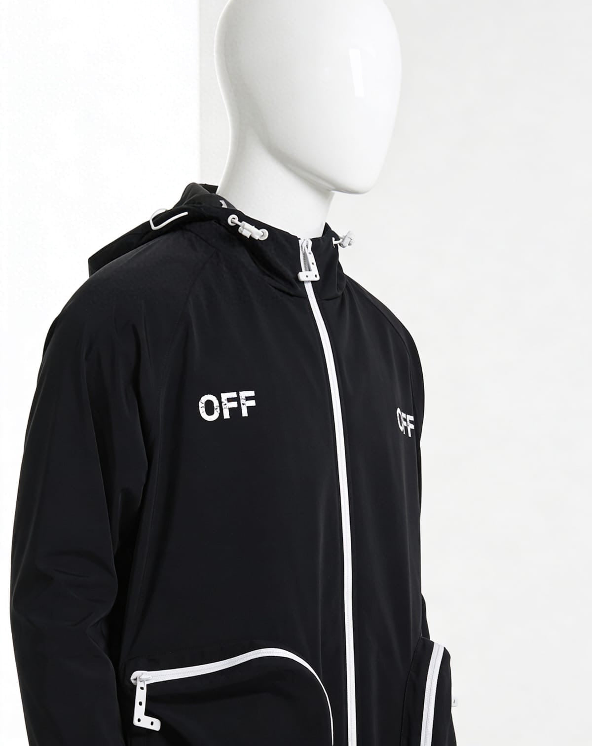 Off-White River Technical Zip Pocket Windbreaker - ‘Matte Black/White’