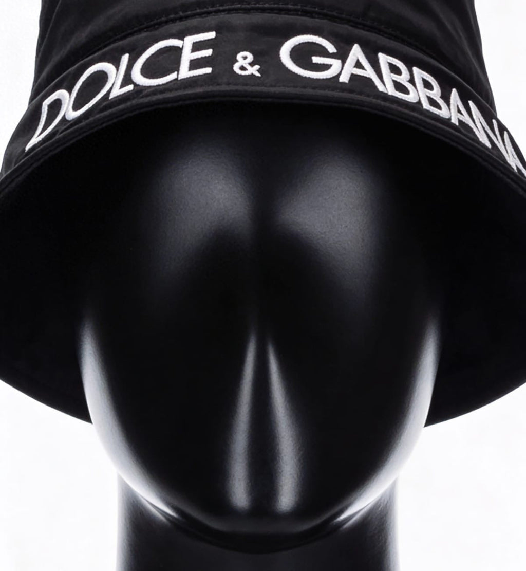 Dolce & Gabbana Allover DG Logo Nylon Bucket Hat - ‘Matte Black’