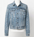 Off-White Diag Outline Embroidered Denim Jacket - Vintage Blue