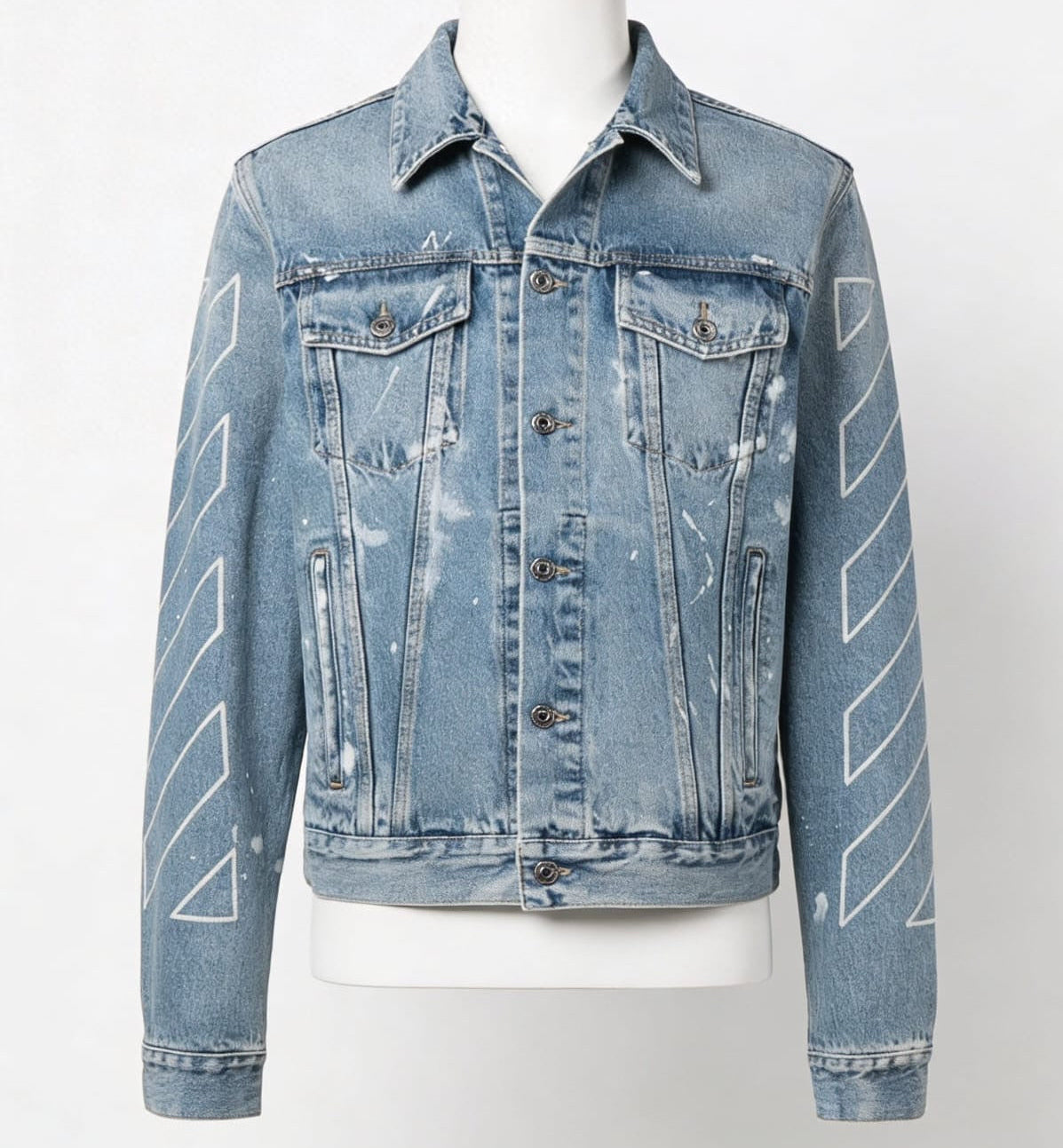 Off-White 'Diag Outline' Embroidered Denim Jacket - 'Vintage Blue' (SS22 Archive)