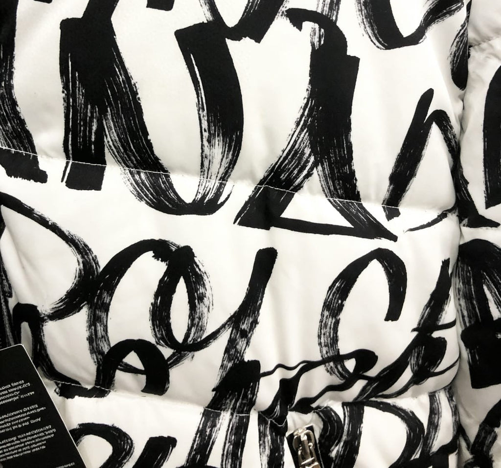 Dolce & Gabbana Allover Graffiti Logo Puffer Bomber Jacket - ‘White/Black’