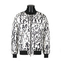 Dolce & Gabbana Allover Graffiti Logo Puffer Bomber Jacket - White/Black