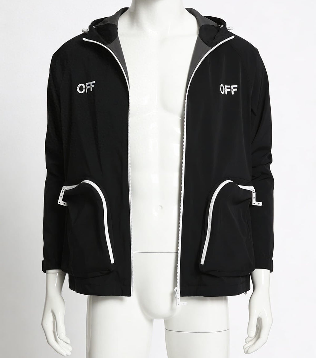 Off-White River Technical Zip Pocket Windbreaker - ‘Matte Black/White’