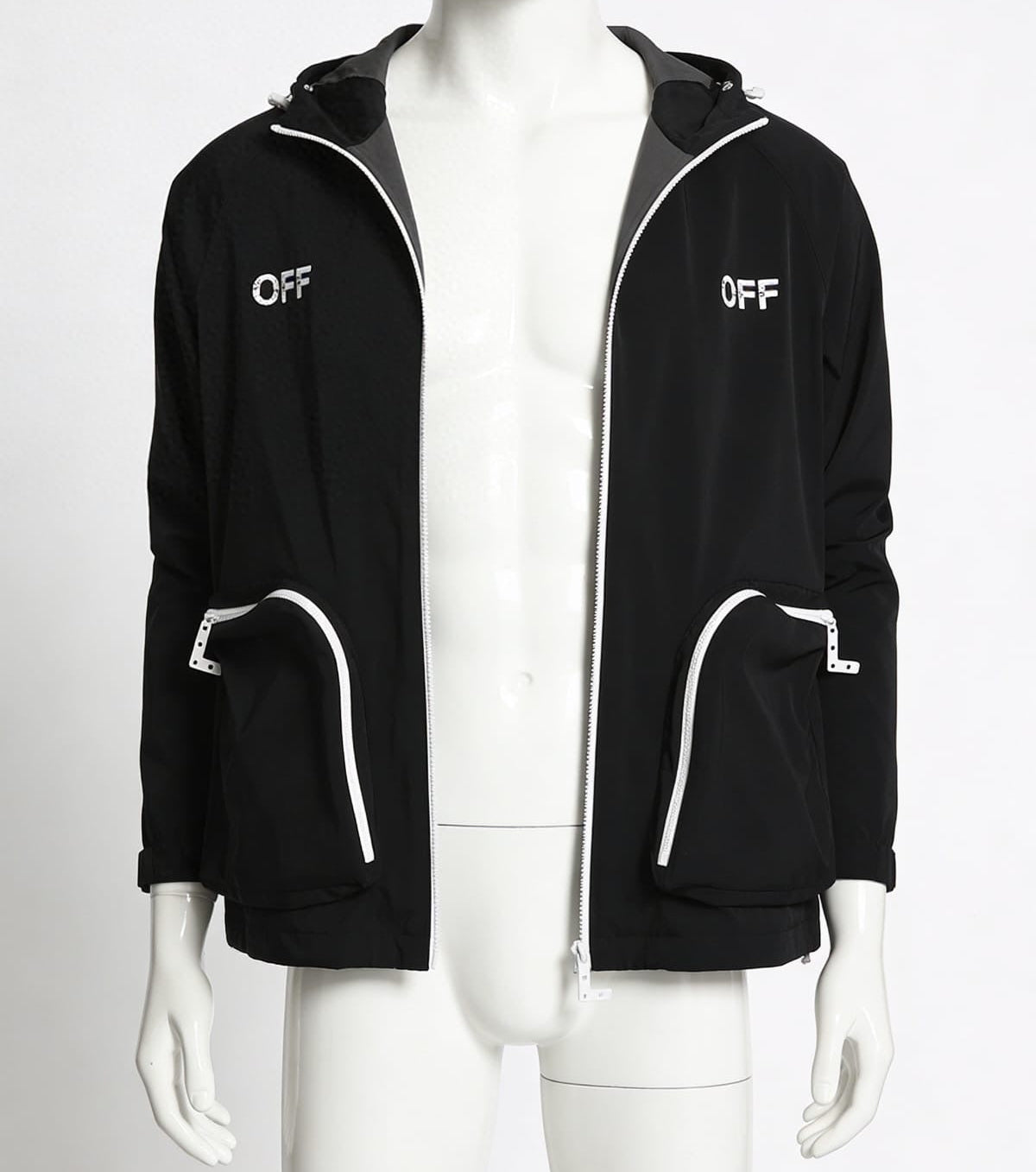 Off-White River Technical Zip Pocket Windbreaker - ‘Matte Black/White’
