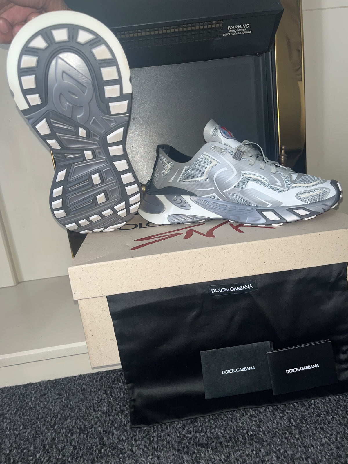 Dolce & Gabbana Fast Technical Sneakers (Silver/Grey, Size UK 8 / EU 42)