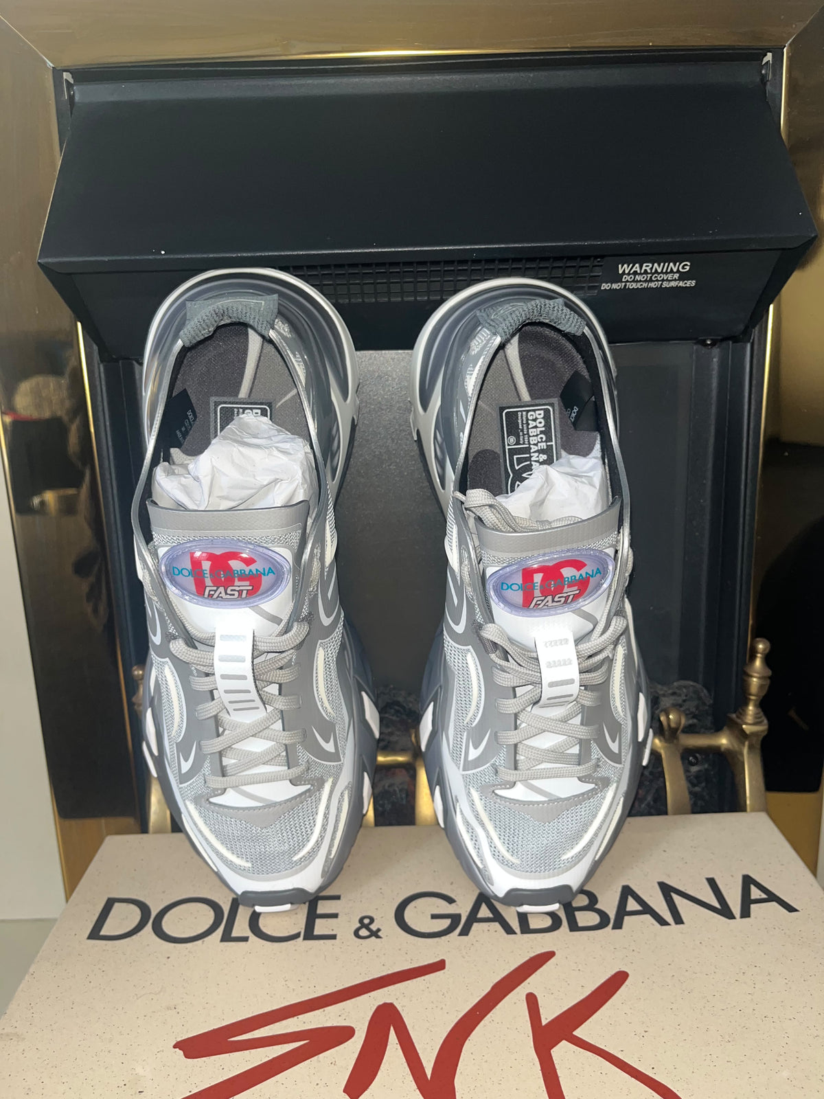 Dolce & Gabbana Fast Technical Sneakers (Silver/Grey, Size UK 8 / EU 42)