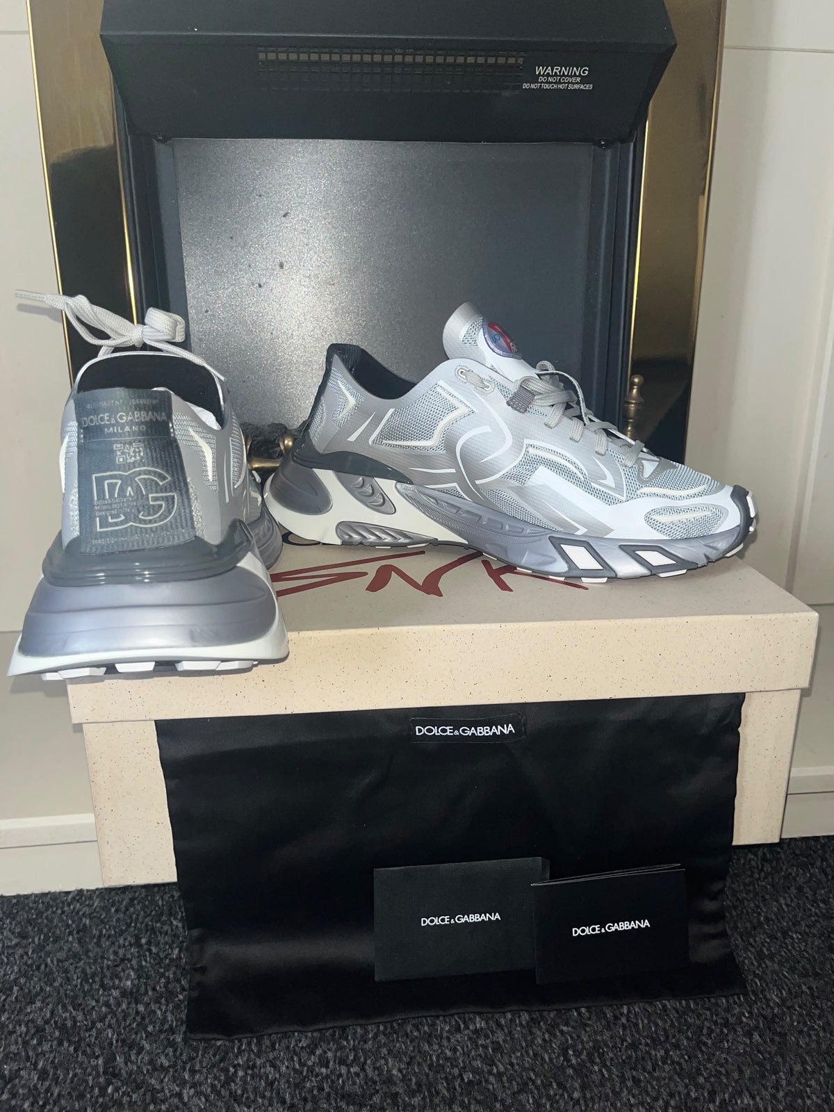 Dolce & Gabbana Fast Technical Sneakers (Silver/Grey, Size UK 8 / EU 42)