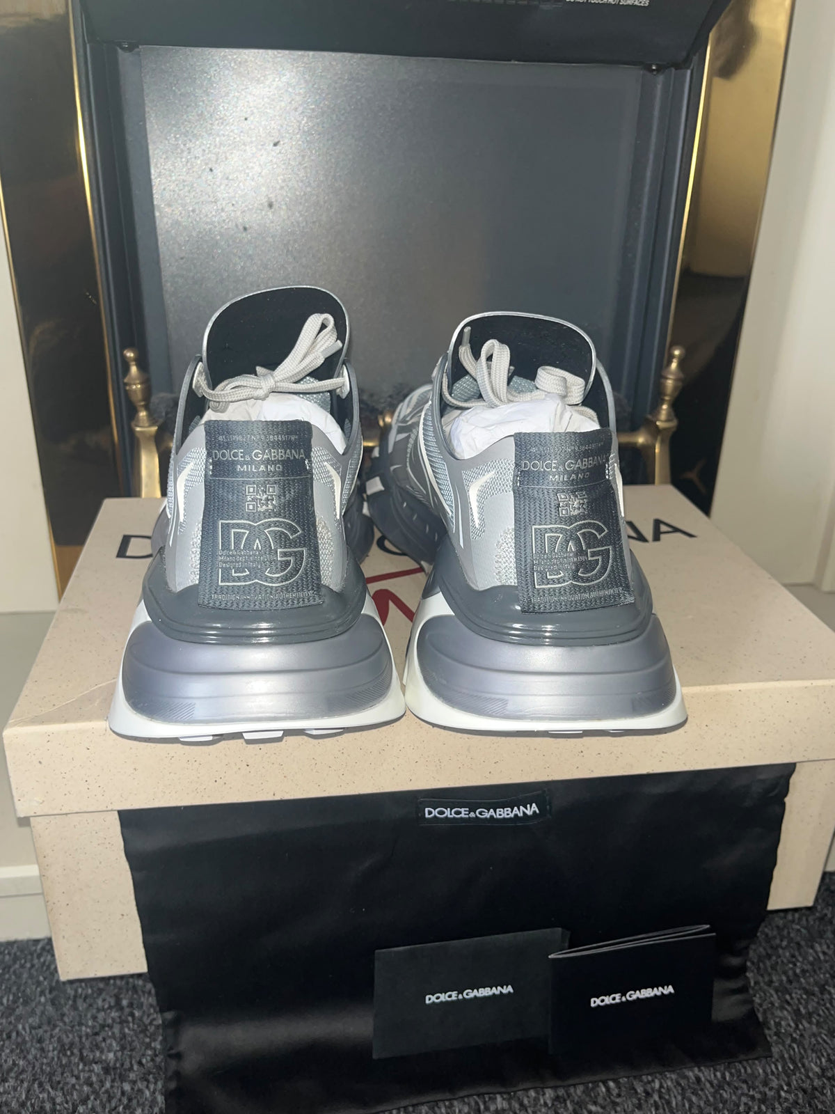 Dolce & Gabbana Fast Technical Sneakers (Silver/Grey, Size UK 8 / EU 42)