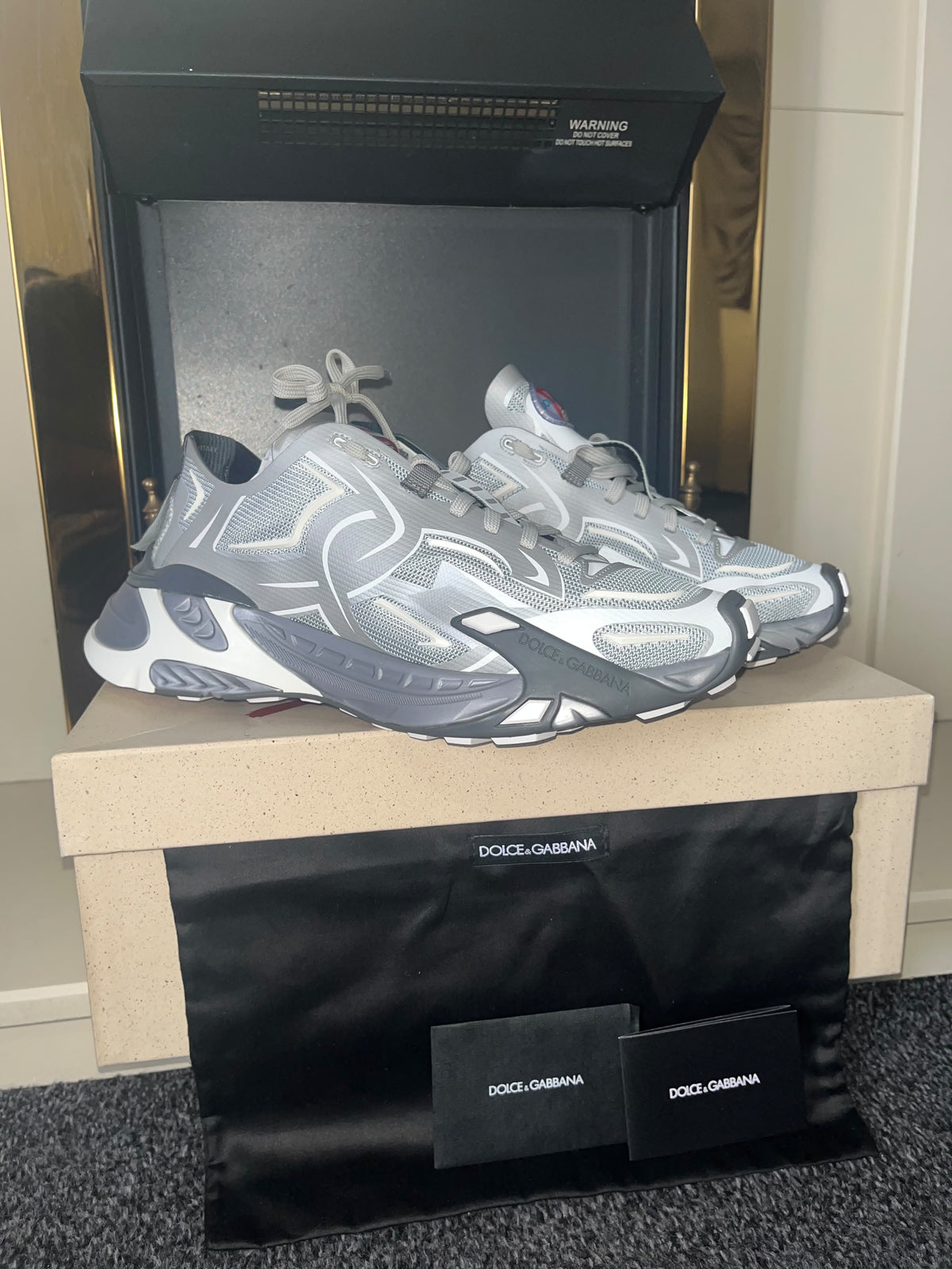 Dolce & Gabbana Fast Technical Sneakers (Silver/Grey, Size UK 8 / EU 42)
